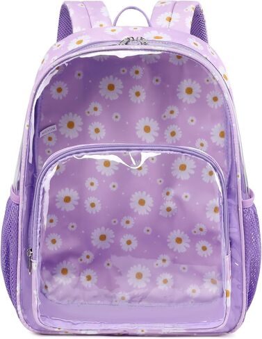 حقيبة ظهر Kimwadalh شديدة التحمل، حقيبة ظهر شفافة من مادة TPU سوداء اللون للنساء، حقيبة كتب شفافة خفيفة الوزن للمدرسة والعمل الجامعي والسفر والسباحة على الشاطئ in Kuwait