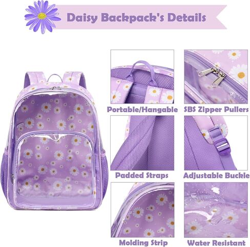 حقيبة ظهر Kimwadalh شديدة التحمل، حقيبة ظهر شفافة من مادة TPU سوداء اللون للنساء، حقيبة كتب شفافة خفيفة الوزن للمدرسة والعمل الجامعي والسفر والسباحة على الشاطئ in Kuwait