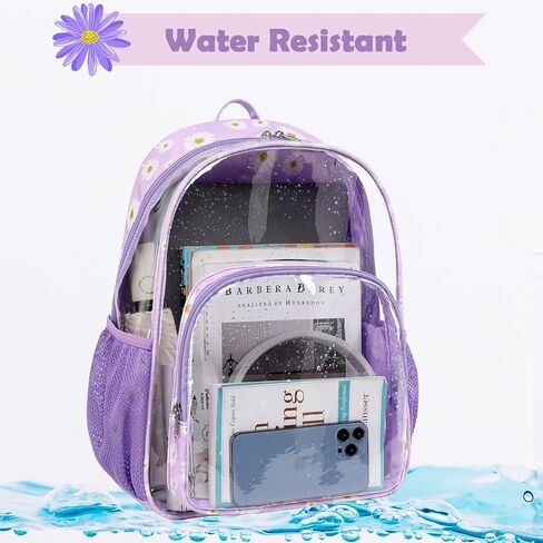 حقيبة ظهر Kimwadalh شديدة التحمل، حقيبة ظهر شفافة من مادة TPU سوداء اللون للنساء، حقيبة كتب شفافة خفيفة الوزن للمدرسة والعمل الجامعي والسفر والسباحة على الشاطئ in Kuwait