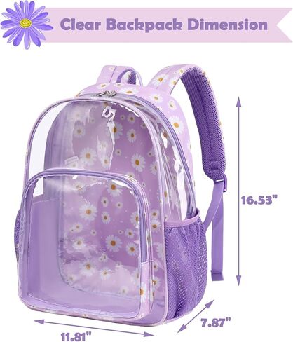 حقيبة ظهر Kimwadalh شديدة التحمل، حقيبة ظهر شفافة من مادة TPU سوداء اللون للنساء، حقيبة كتب شفافة خفيفة الوزن للمدرسة والعمل الجامعي والسفر والسباحة على الشاطئ in Kuwait