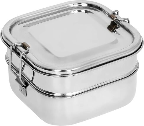 Square Double Decker Stainless Steel Lunch Box in Saudi Arabia