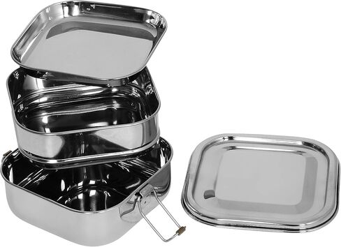 Square Double Decker Stainless Steel Lunch Box in Saudi Arabia