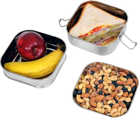 Square Double Decker Stainless Steel Lunch Box in Saudi Arabia
