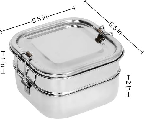 Square Double Decker Stainless Steel Lunch Box in Saudi Arabia
