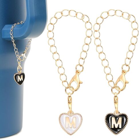 HOMICO 2PCS Heart Shaped Letter Chain Accessories for Stanley Cup Personalized Name ID Letter Chain Accessories for Stanley Tumbler in Saudi Arabia