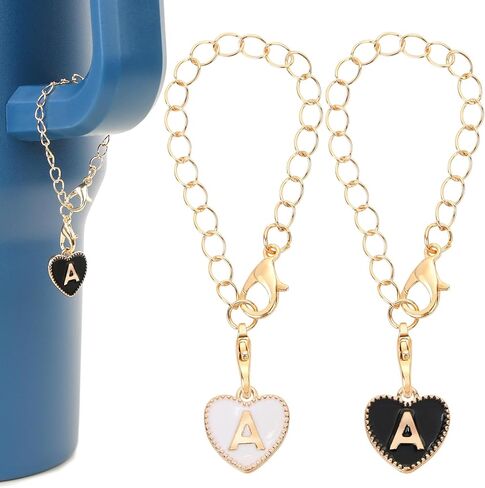 HOMICO 2PCS Heart Shaped Letter Chain Accessories for Stanley Cup Personalized Name ID Letter Chain Accessories for Stanley Tumbler in Saudi Arabia