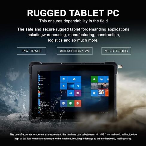 10.1 Inch Rugged Tablet,Celeron N4000 4GB RAM/64GB ROM,IP67 Waterproof,16000mAh/3.7V Battery,BT 4.2,Dual Wi-Fi 5.0 in Saudi Arabia