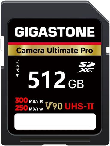بطاقة ذاكرة GIGASTONE سعة 256 جيجابايت UHS-II V90 U3 SDXC عالية السرعة للقراءة حتى 300 ميجابايت/ثانية 4K Ultra HD UHD فيديو لكاميرا DSLR Canon Nikon Sony Pentax Kodak Olympus Panasonic الرقمية، مع حقيبة صغيرة واحدة in Saudi Arabia