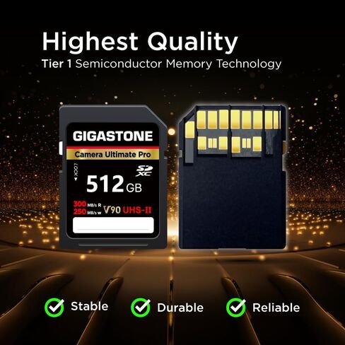 بطاقة ذاكرة GIGASTONE سعة 256 جيجابايت UHS-II V90 U3 SDXC عالية السرعة للقراءة حتى 300 ميجابايت/ثانية 4K Ultra HD UHD فيديو لكاميرا DSLR Canon Nikon Sony Pentax Kodak Olympus Panasonic الرقمية، مع حقيبة صغيرة واحدة in Saudi Arabia
