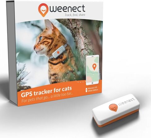 Weenect Cat XS - NEW GPS Tracker for Cats | Real-time Mini GPS Tracker for Cats | Smallest model on The market | Collar included | Including Free 3 Months Subscription in Saudi Arabia