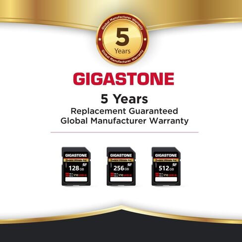 بطاقة ذاكرة GIGASTONE سعة 256 جيجابايت UHS-II V90 U3 SDXC عالية السرعة للقراءة حتى 300 ميجابايت/ثانية 4K Ultra HD UHD فيديو لكاميرا DSLR Canon Nikon Sony Pentax Kodak Olympus Panasonic الرقمية، مع حقيبة صغيرة واحدة in Saudi Arabia