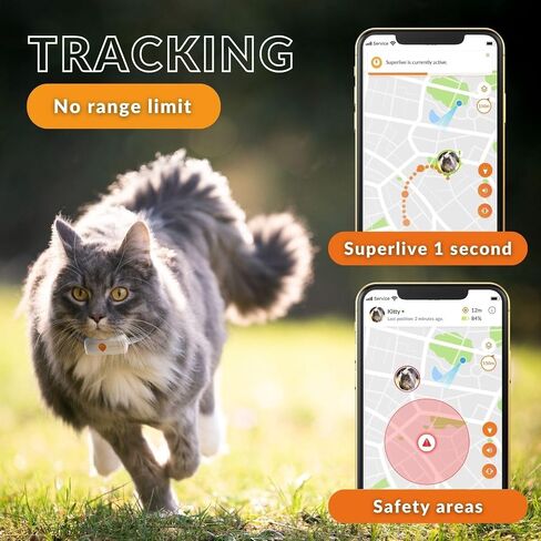 Weenect Cat XS - NEW GPS Tracker for Cats | Real-time Mini GPS Tracker for Cats | Smallest model on The market | Collar included | Including Free 3 Months Subscription in Saudi Arabia