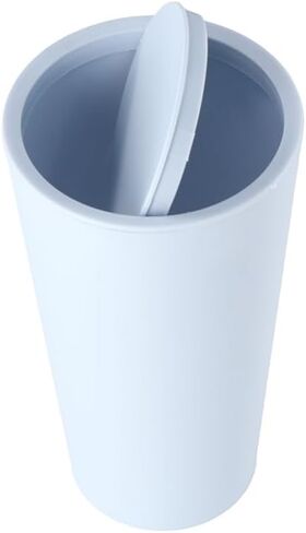 سلة مهملات صغيرة لسطح المكتب من Pokinge، سلة مهملات بلاستيكية صغيرة مع غطاء متأرجح، صندوق قمامة صغير على سطح الطاولة للمنزل والمكتب والمطبخ وطاولة الزينة وغرفة النوم (أزرق) in Kuwait