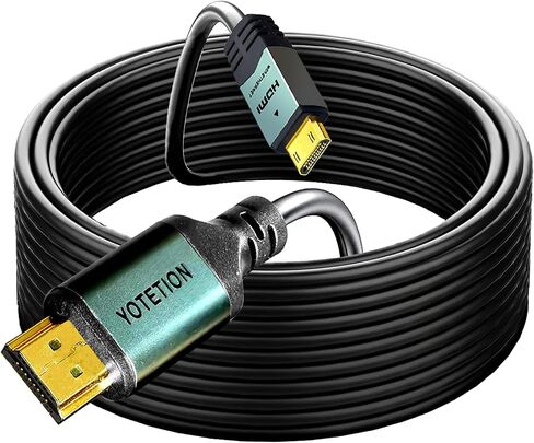 yotetion كابل HDMI صغير طويل إلى HDMI بطول 30 قدمًا، كابل HDMI صغير 4K 60 هرتز عالي السرعة HDMI إلى كابل HDMI صغير ذكر ثنائي الاتجاه 2.0 سلك، للتلفزيون عالي الدقة والكمبيوتر اللوحي والكاميرا وكاميرا الفيديو in Saudi Arabia