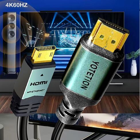 yotetion كابل HDMI صغير طويل إلى HDMI بطول 30 قدمًا، كابل HDMI صغير 4K 60 هرتز عالي السرعة HDMI إلى كابل HDMI صغير ذكر ثنائي الاتجاه 2.0 سلك، للتلفزيون عالي الدقة والكمبيوتر اللوحي والكاميرا وكاميرا الفيديو in Saudi Arabia