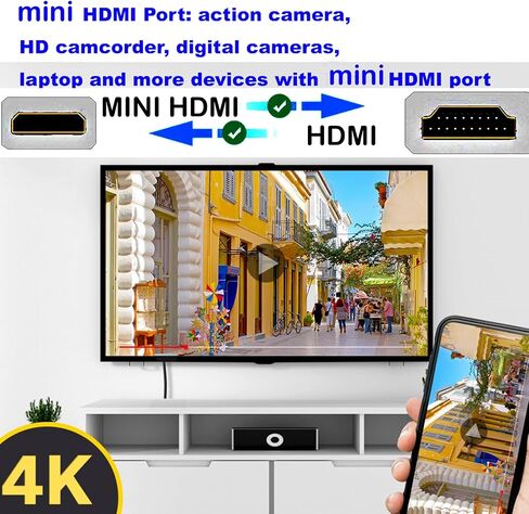 yotetion كابل HDMI صغير طويل إلى HDMI بطول 30 قدمًا، كابل HDMI صغير 4K 60 هرتز عالي السرعة HDMI إلى كابل HDMI صغير ذكر ثنائي الاتجاه 2.0 سلك، للتلفزيون عالي الدقة والكمبيوتر اللوحي والكاميرا وكاميرا الفيديو in Saudi Arabia