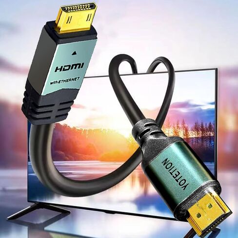 yotetion كابل HDMI صغير طويل إلى HDMI بطول 30 قدمًا، كابل HDMI صغير 4K 60 هرتز عالي السرعة HDMI إلى كابل HDMI صغير ذكر ثنائي الاتجاه 2.0 سلك، للتلفزيون عالي الدقة والكمبيوتر اللوحي والكاميرا وكاميرا الفيديو in Saudi Arabia