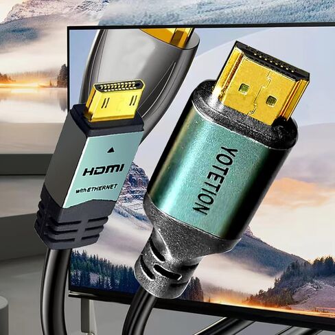 yotetion كابل HDMI صغير طويل إلى HDMI بطول 30 قدمًا، كابل HDMI صغير 4K 60 هرتز عالي السرعة HDMI إلى كابل HDMI صغير ذكر ثنائي الاتجاه 2.0 سلك، للتلفزيون عالي الدقة والكمبيوتر اللوحي والكاميرا وكاميرا الفيديو in Saudi Arabia