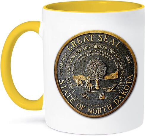 3dRose mug_55283_4 "Great Seal of North Dakota (PD-US)" Two Tone Black Mug, 11 oz, Multicolor in Saudi Arabia