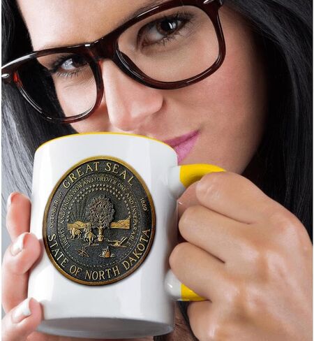 3dRose mug_55283_4 "Great Seal of North Dakota (PD-US)" Two Tone Black Mug, 11 oz, Multicolor in Saudi Arabia