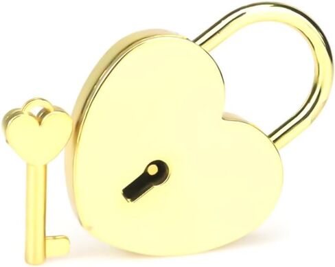 Treasure Chest Padlock,Mini Love Heart Shaped Metal Lock Colorful Diary Book Security Padlock with Key for Jewelry Box Purse Handbag Cabinet Lockers Letter Box Keyed Padlocks (Gold) in Saudi Arabia