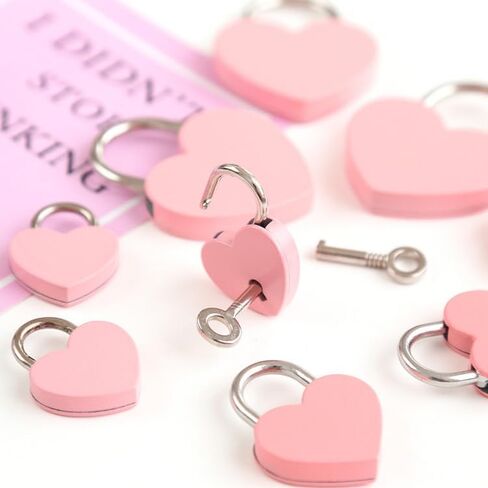 Treasure Chest Padlock,Mini Love Heart Shaped Metal Lock Colorful Diary Book Security Padlock with Key for Jewelry Box Purse Handbag Cabinet Lockers Letter Box Keyed Padlocks (Gold) in Saudi Arabia
