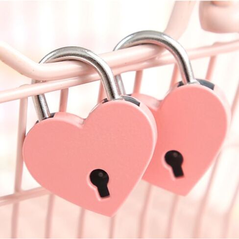 Treasure Chest Padlock,Mini Love Heart Shaped Metal Lock Colorful Diary Book Security Padlock with Key for Jewelry Box Purse Handbag Cabinet Lockers Letter Box Keyed Padlocks (Gold) in Saudi Arabia