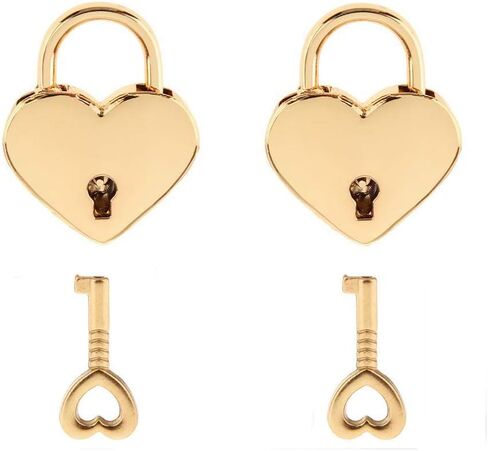 Treasure Chest Padlock,Mini Love Heart Shaped Metal Lock Colorful Diary Book Security Padlock with Key for Jewelry Box Purse Handbag Cabinet Lockers Letter Box Keyed Padlocks (Gold) in Saudi Arabia