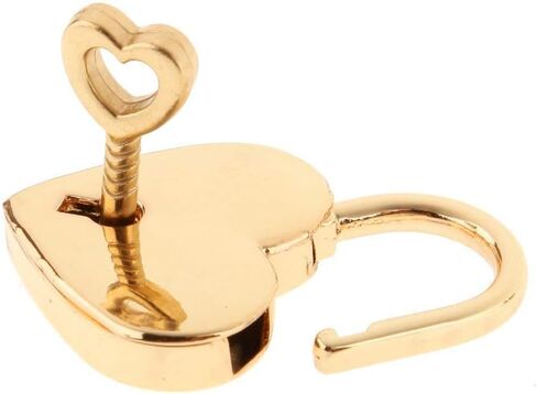 Treasure Chest Padlock,Mini Love Heart Shaped Metal Lock Colorful Diary Book Security Padlock with Key for Jewelry Box Purse Handbag Cabinet Lockers Letter Box Keyed Padlocks (Gold) in Saudi Arabia