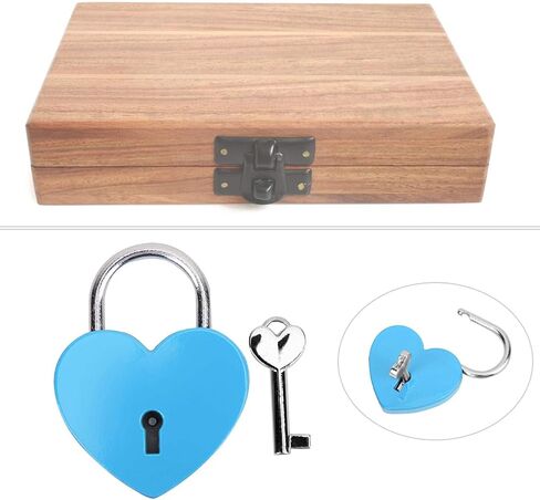 Treasure Chest Padlock,Mini Love Heart Shaped Metal Lock Colorful Diary Book Security Padlock with Key for Jewelry Box Purse Handbag Cabinet Lockers Letter Box Keyed Padlocks (Gold) in Saudi Arabia