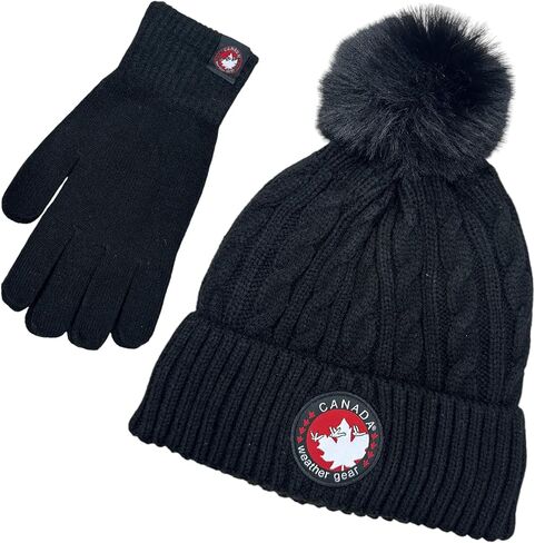 Women's Winter Hat & Gloves Set - Cozy Warm Fur Lined Beanie for Women & Snow Cap - Soft & Stretchy Beanie with Extra Warmth in Saudi Arabia