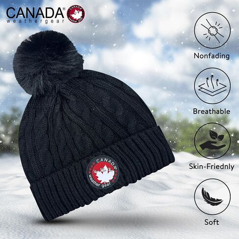 Women's Winter Hat & Gloves Set - Cozy Warm Fur Lined Beanie for Women & Snow Cap - Soft & Stretchy Beanie with Extra Warmth in Saudi Arabia