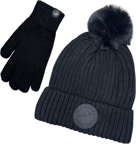 Women's Winter Hat & Gloves Set - Cozy Warm Fur Lined Beanie for Women & Snow Cap - Soft & Stretchy Beanie with Extra Warmth in Saudi Arabia