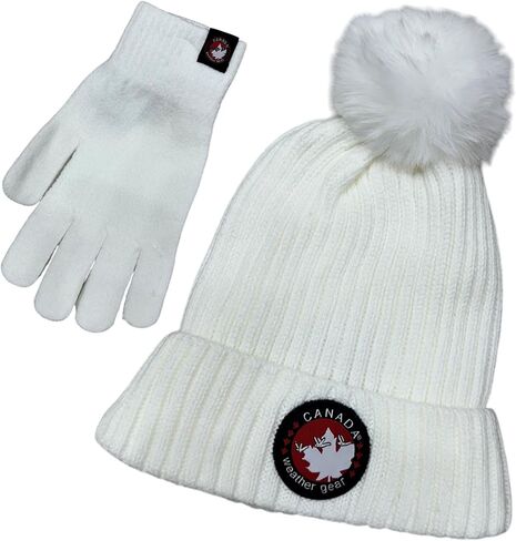 Women's Winter Hat & Gloves Set - Cozy Warm Fur Lined Beanie for Women & Snow Cap - Soft & Stretchy Beanie with Extra Warmth in Saudi Arabia
