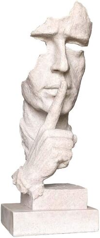 Head Bust Thinker Statue Keep Slience Sculpture Handcrafts Sand Color for Home Decoration-13.5" Tall in Saudi Arabia