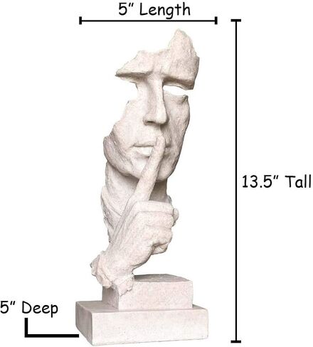 Head Bust Thinker Statue Keep Slience Sculpture Handcrafts Sand Color for Home Decoration-13.5" Tall in Saudi Arabia