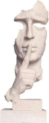 Head Bust Thinker Statue Keep Slience Sculpture Handcrafts Sand Color for Home Decoration-13.5" Tall in Saudi Arabia