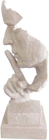 Head Bust Thinker Statue Keep Slience Sculpture Handcrafts Sand Color for Home Decoration-13.5" Tall in Saudi Arabia