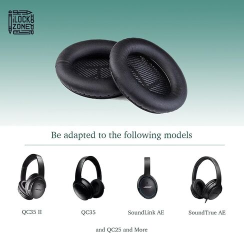 Earpads Cushions for Bose QC25,Bose Replacement Ear Pads for Bose QuietComfort 15 QC25 QC2 QC35/Ae2 Ae2i Ae2w/Sound True & Sound Link Around-Ear Series. Soft Protein Leather (P-QC25-B) in Saudi Arabia