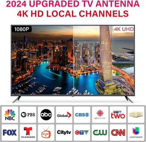 TV Antenna for Smart TV，TV Antenna for Local Channels, Indoor digital TV antenna for 4K 1080P channels，Indoor HDTV Antenna with Strong Magnetic Base, Omnidirectional TV antenna（White Stripes） in Saudi Arabia