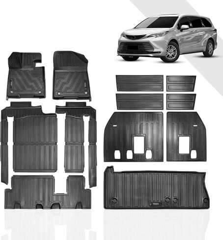 Backrest Mat Compatible for 2021-2024 Toyota Sienna 8 Seats Back Seat Protector Trunk Liner All Weather Mat Black (Only for 8 Seater with Spare Tire) in Saudi Arabia