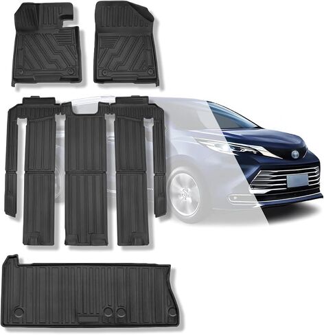 Backrest Mat Compatible for 2021-2024 Toyota Sienna 8 Seats Back Seat Protector Trunk Liner All Weather Mat Black (Only for 8 Seater with Spare Tire) in Saudi Arabia