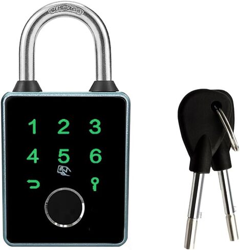 Combination Padlock,Fingerprint Bluetooth Padlock, Mobile APP, Smart Padlock, Touchscreen,Water Resistant, Suitable for Gym,Outdoor,Warehouse, Sports,Suitcase, Bike, School, Fence and Storage in Kuwait