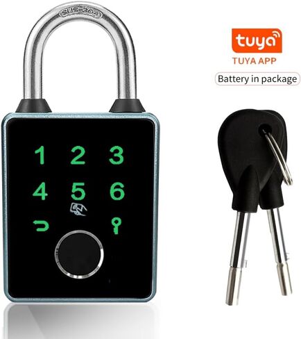 Combination Padlock,Fingerprint Bluetooth Padlock, Mobile APP, Smart Padlock, Touchscreen,Water Resistant, Suitable for Gym,Outdoor,Warehouse, Sports,Suitcase, Bike, School, Fence and Storage in Kuwait