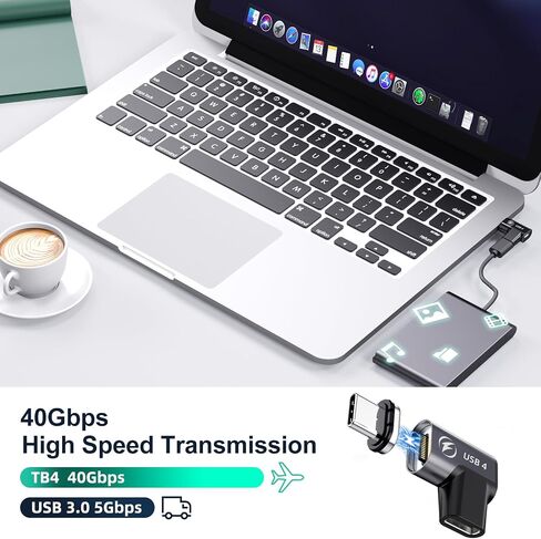 HanCenDa 240W Magnetic USB C Adapter 2Pack, USB C Magnetic Adapter 24Pin, Fast Charge USB4 40Gbps Data Transfer 8K 60Hz Video for Thunderbolt 3/4,MacBook Pro/Air/ROG Ally/Steam Deck/PS5 PSVR2 in Saudi Arabia