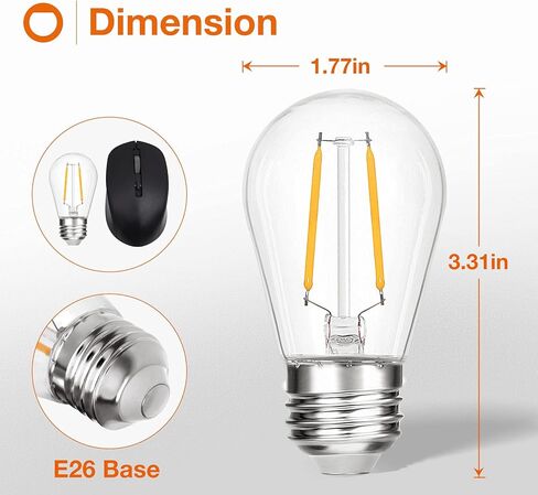 addlon LED Replacement Bulbs 1W S14,15 Pack Waterproof E17 Screw Base for Outdoor LED String Lights Shatterproof in Kuwait