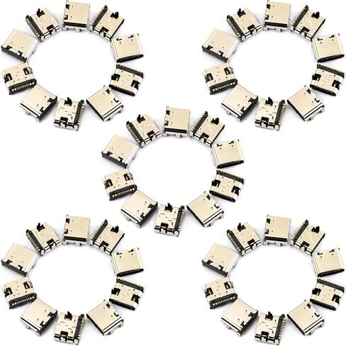 USB Type C 3.1 Female Socket 16Pins Solder Connector Jack Port for Electronics Power Port Replacement or DIY Projects (Pack of 10pcs) in Saudi Arabia