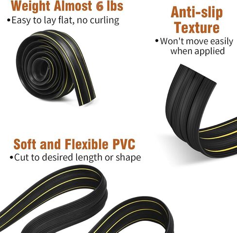 Floor Cable Cover, 6.5 ft Cord Cover for Wires on Floor, Extension Cord Wire Covers Outdoor Cord Hider Floor Cable Protector Management, 3 Channels Heavy Duty PVC Duct, Black in Saudi Arabia