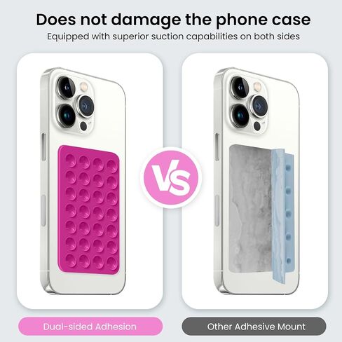 Silicone Double-Sided Suction Phone Case Detachable Mount for iPhone and Android Cellphones, Strong Adhesion Holder Hands Free for Selfies and Videos - Baby Pink in Saudi Arabia