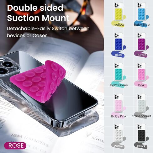Silicone Double-Sided Suction Phone Case Detachable Mount for iPhone and Android Cellphones, Strong Adhesion Holder Hands Free for Selfies and Videos - Baby Pink in Saudi Arabia